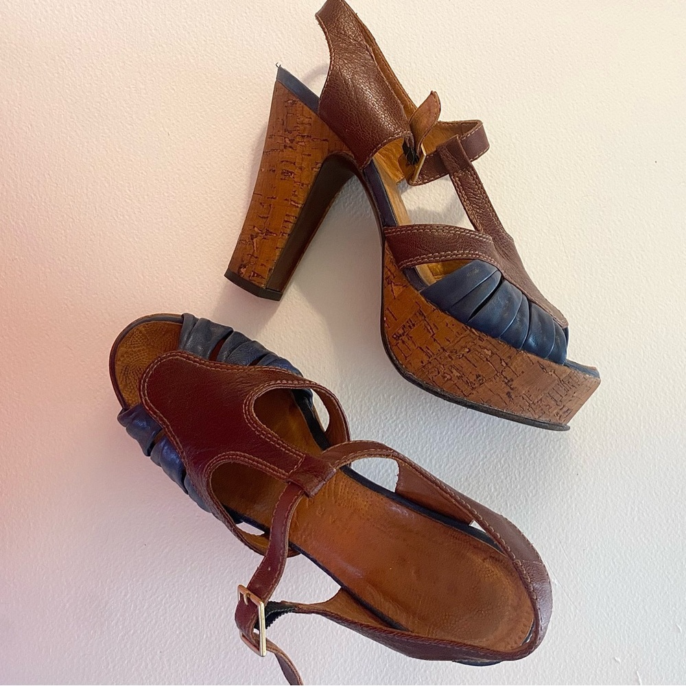 Chie Mihara Tan and Blue Platform Heels - Picture 15 of 15